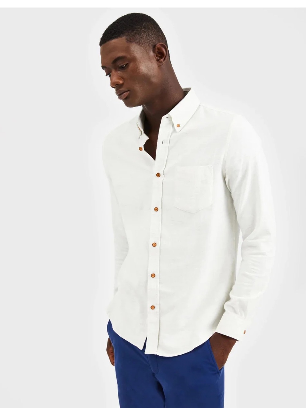 Ben Sherman white corduroy Button-Down Men's Shirt